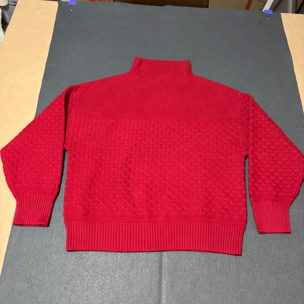 Ann Taylor Weekend Mock Neck Sweater Women XLP Red Holiday Fall Preppy Relaxed